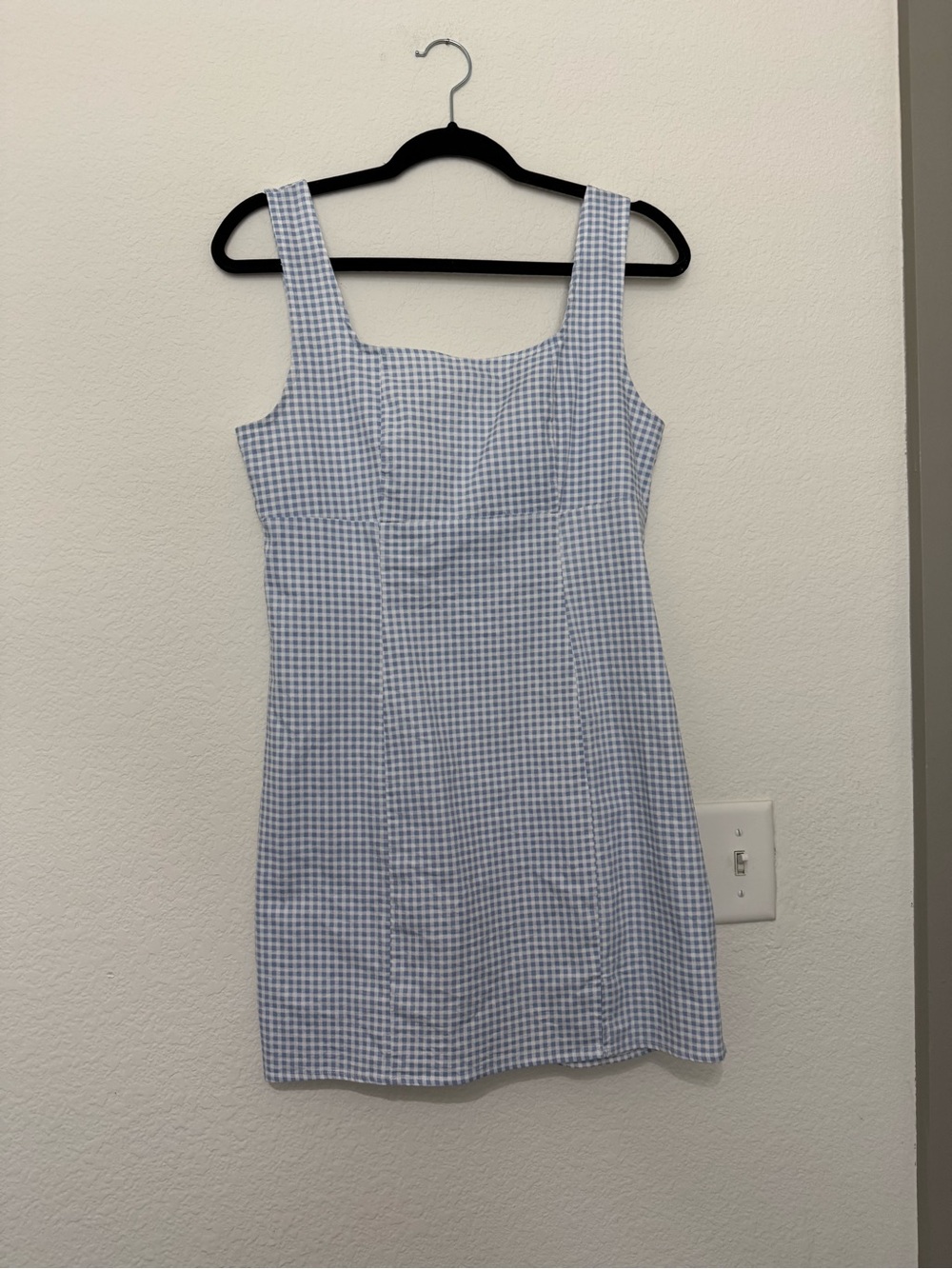 Lulu's Light Blue Gingham Square-Neck Sundress